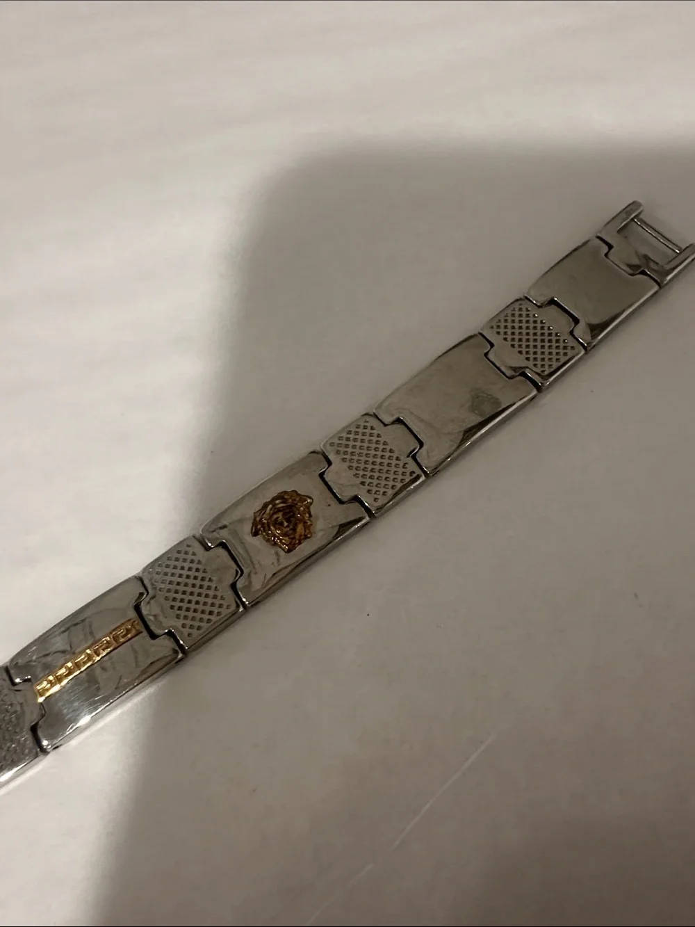 Steel 18 Karat Gold Medusa Bracelet in Silver and Gold